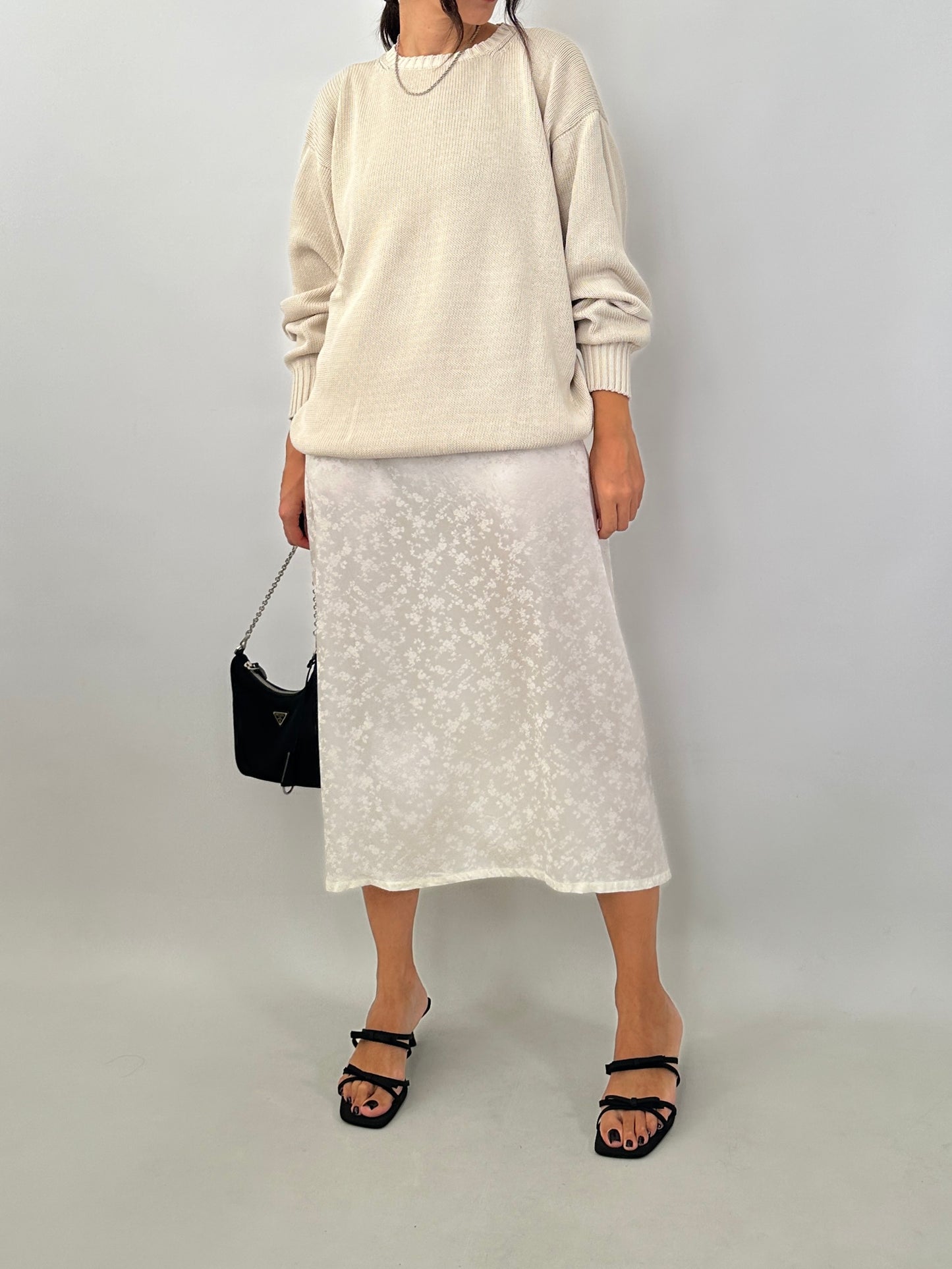 Oversized knitted cotton sweater