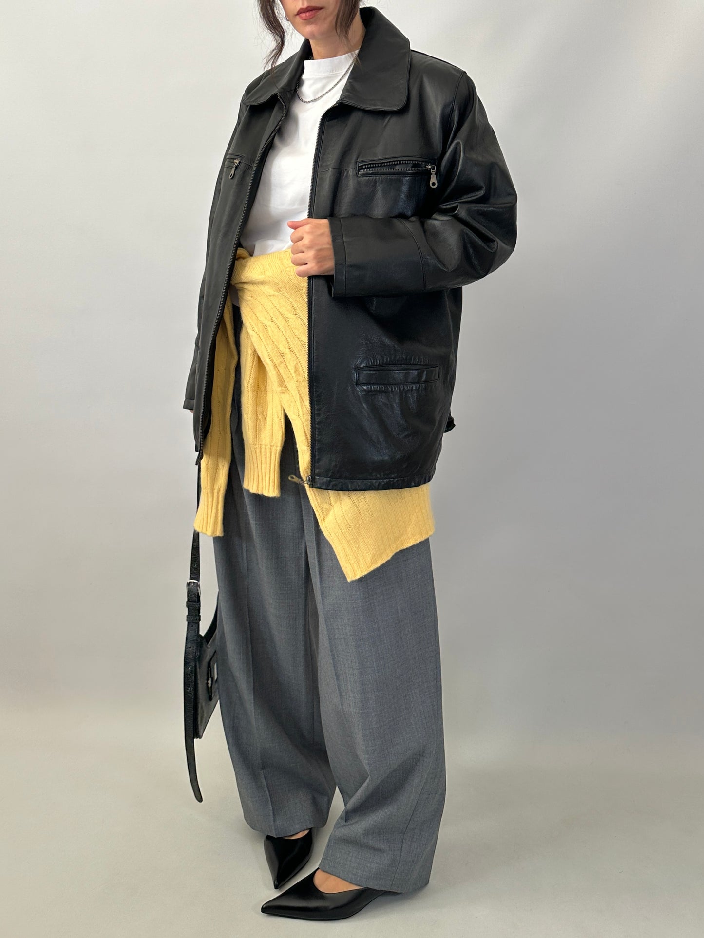 Soft leather zipped jacket