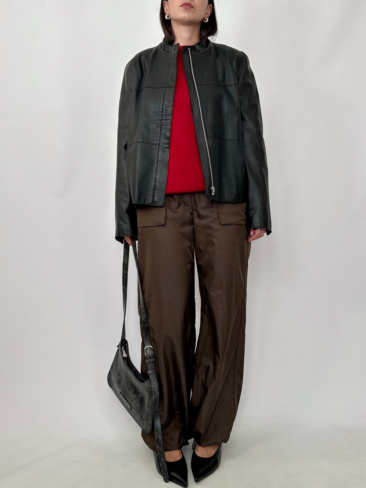 Black Nappa Leather Boxy Jacket