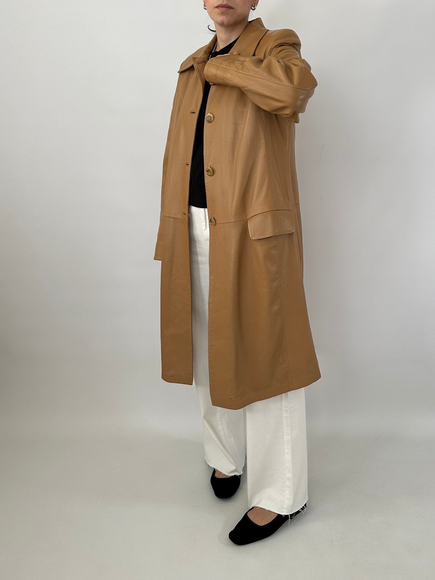 Long soft leather vintage jacket