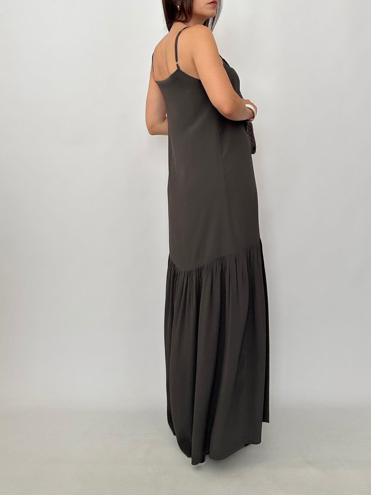 Draped Silk Blend Maxi Dress