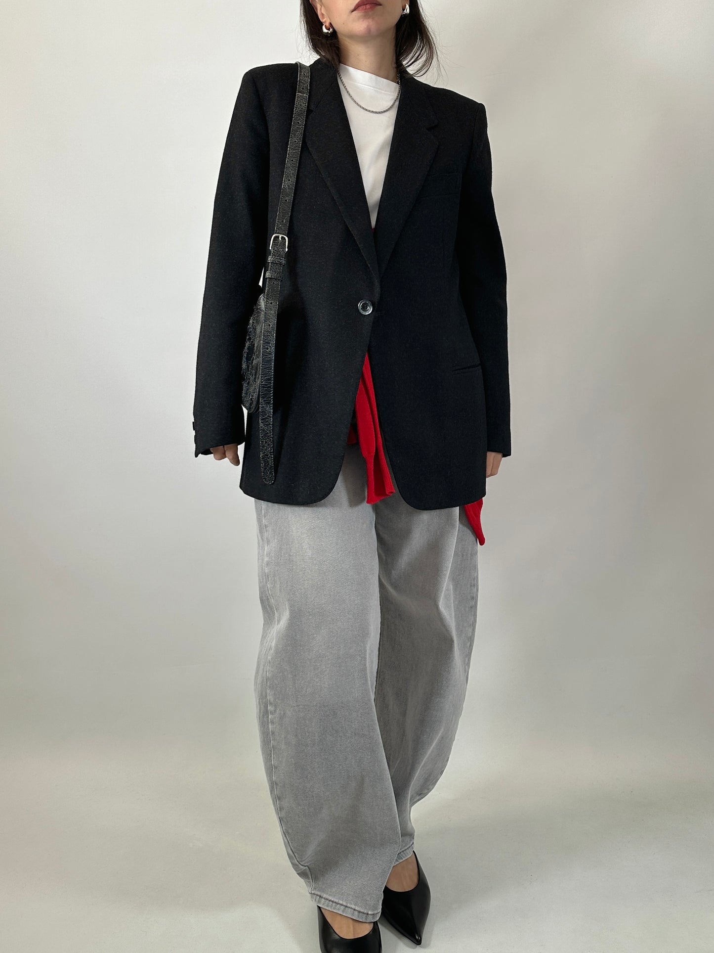 Vintage wool one-button blazer