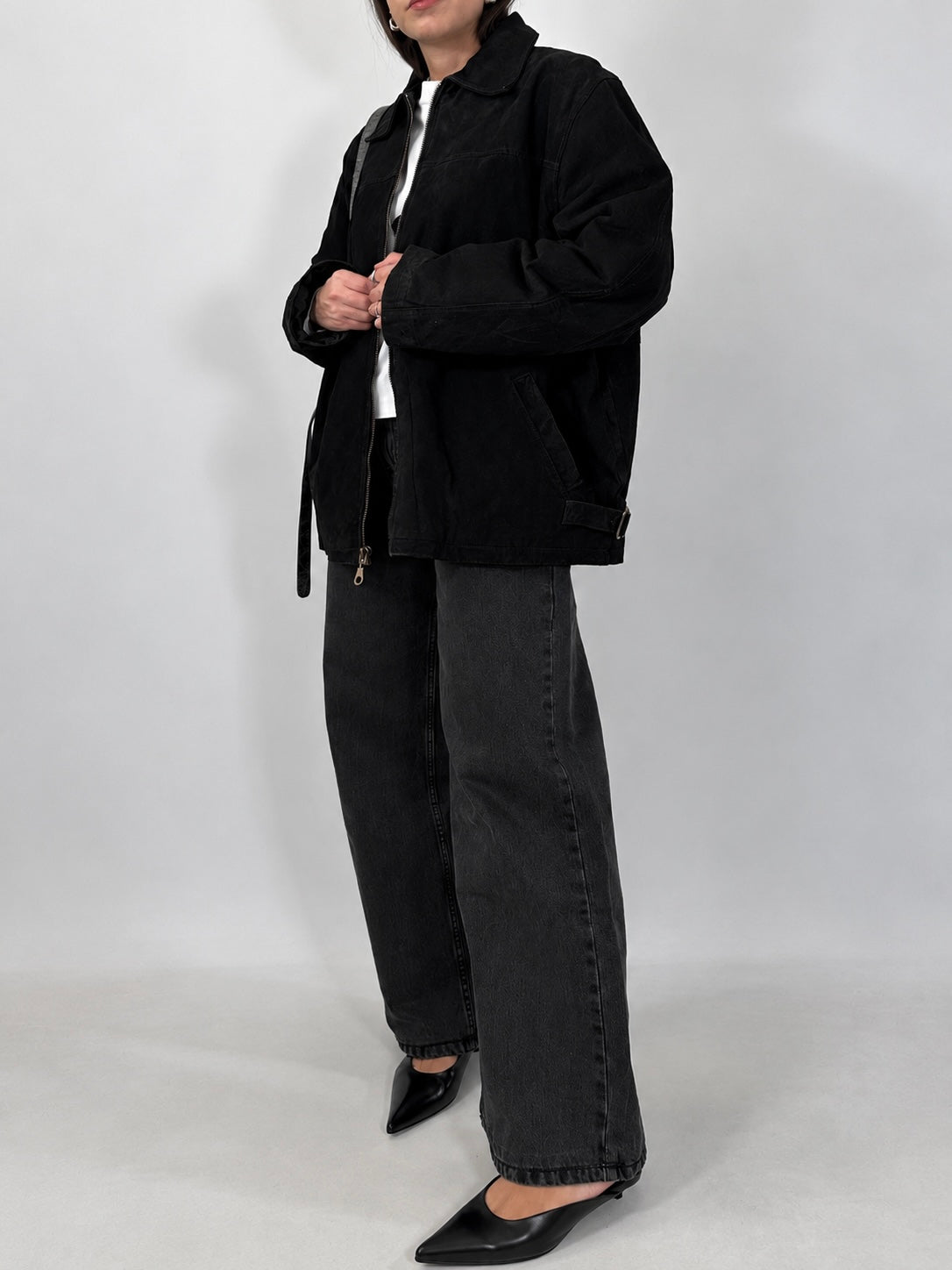 Black Suede Zip-up Jacket