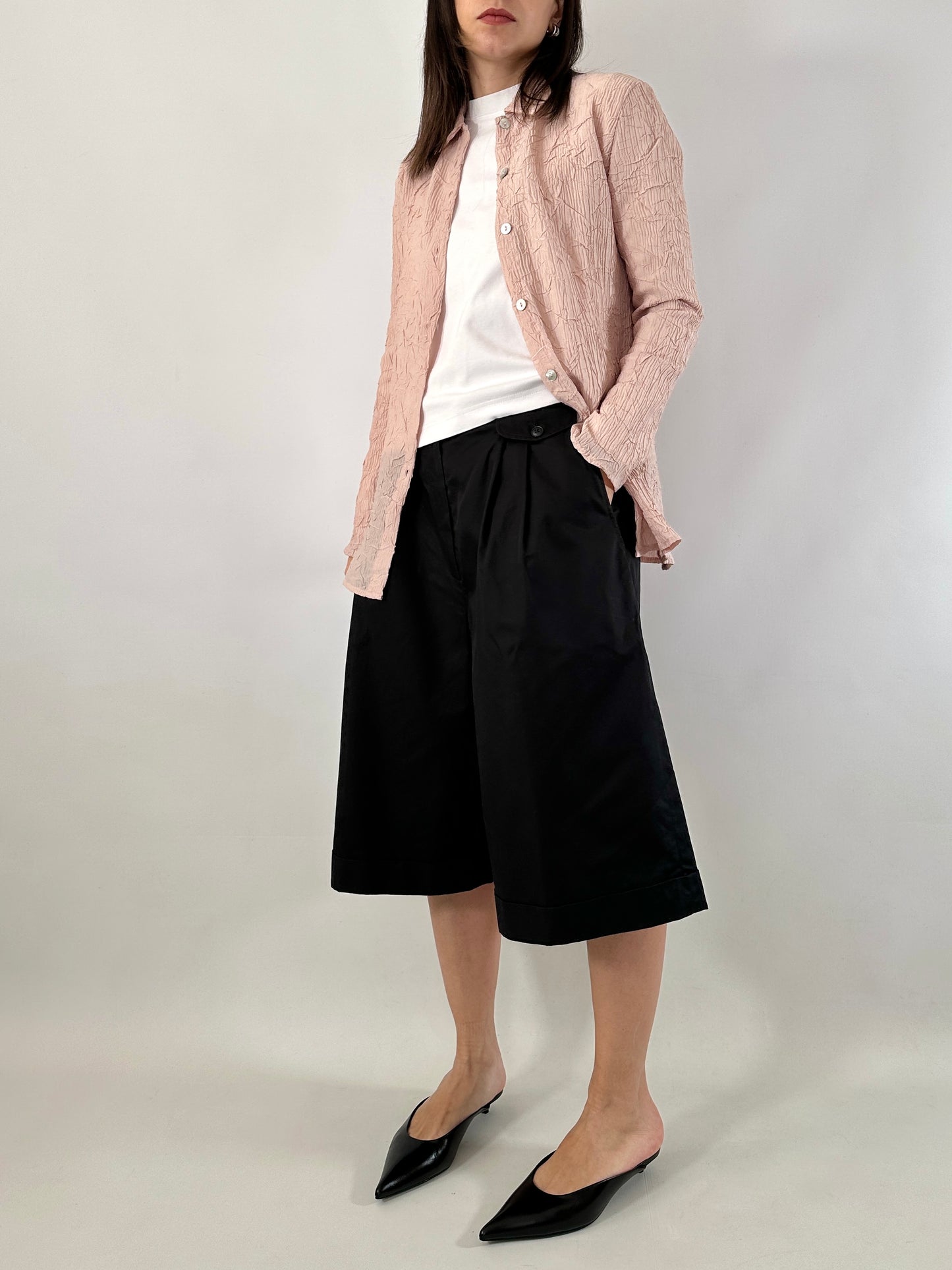 Satin crinkle pink shirt