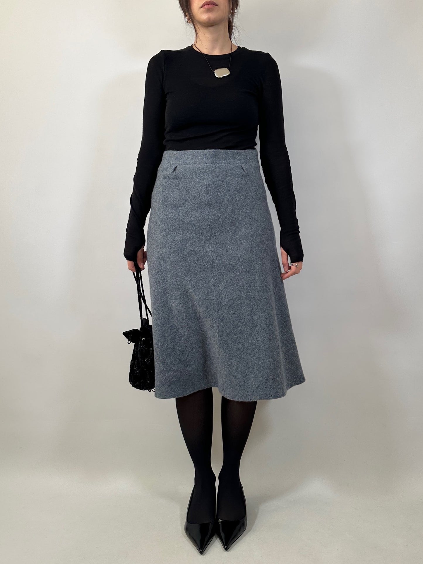 Vintage Light Blue Tweed Skirt