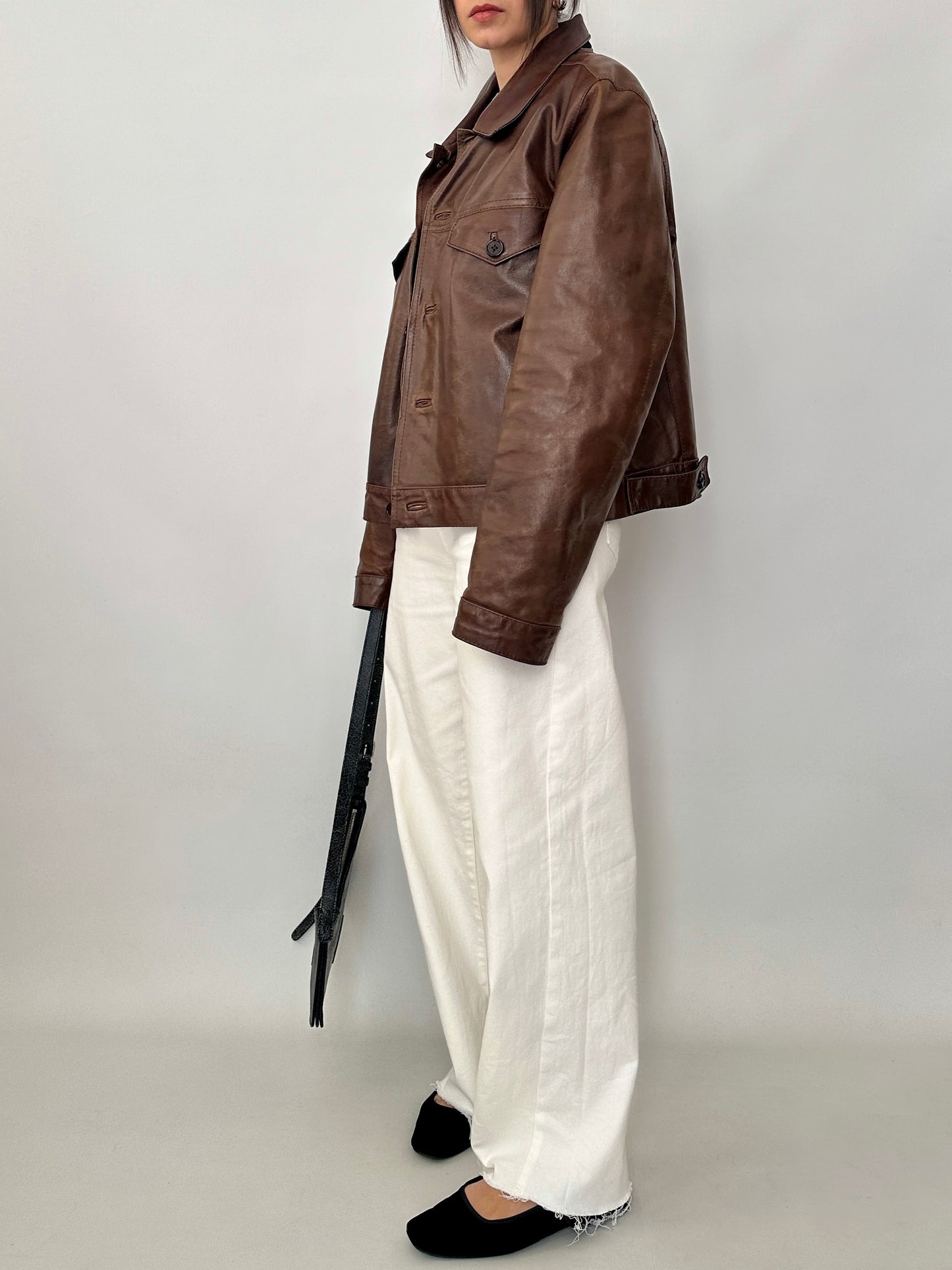 Leather and denim vintage jacket