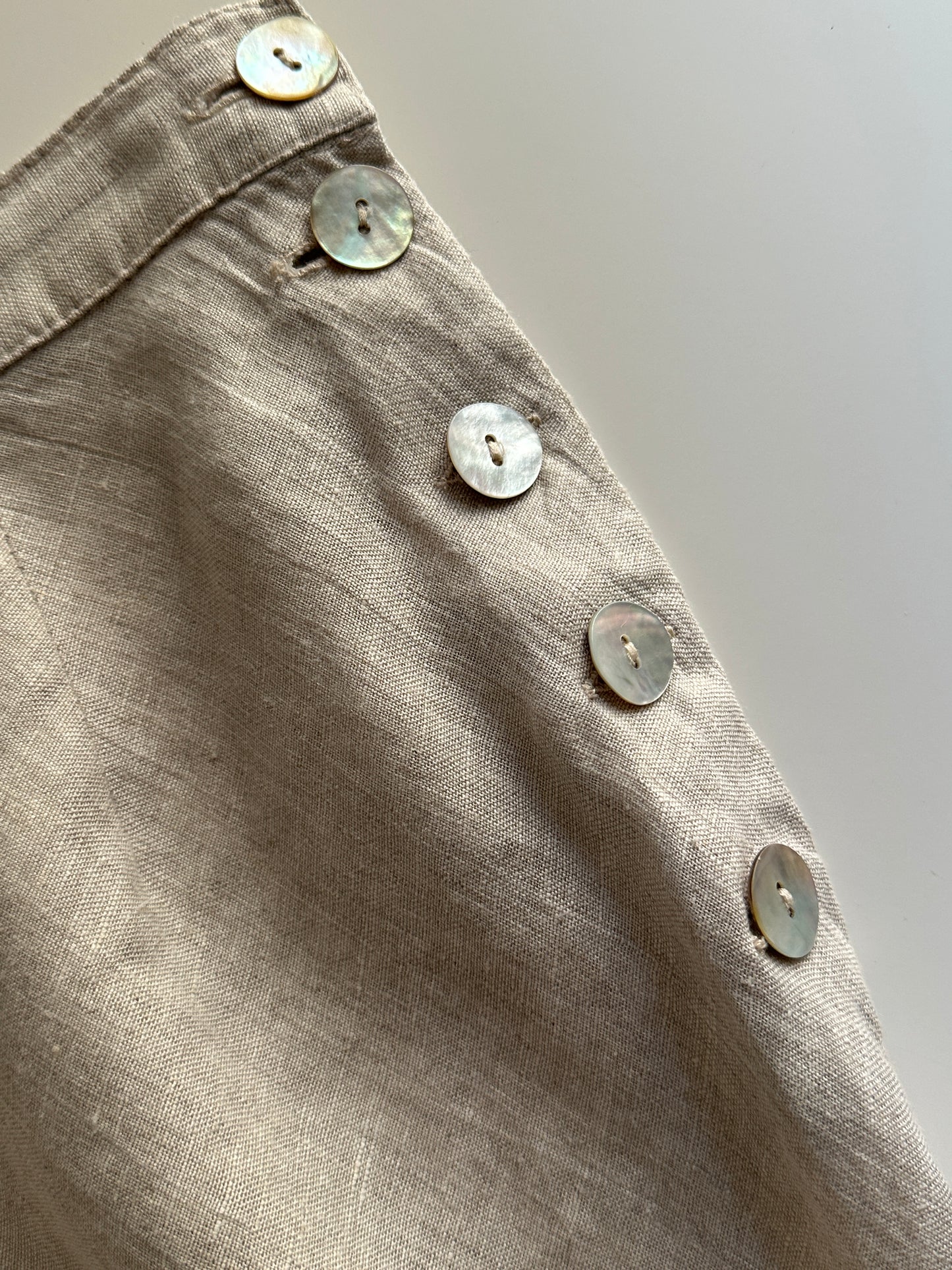 Linen Button-Detail Maxi Skirt