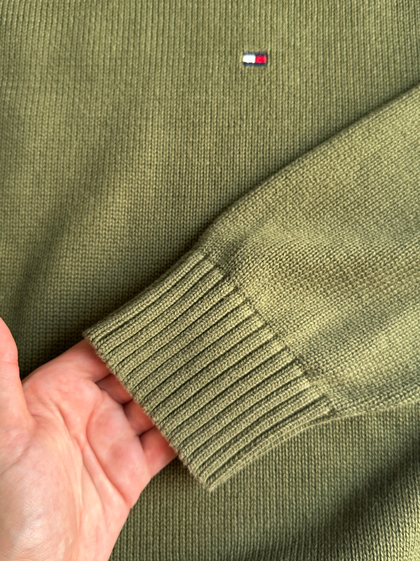 Tommy Hilfiger Olive Green 100% Cotton Sweater