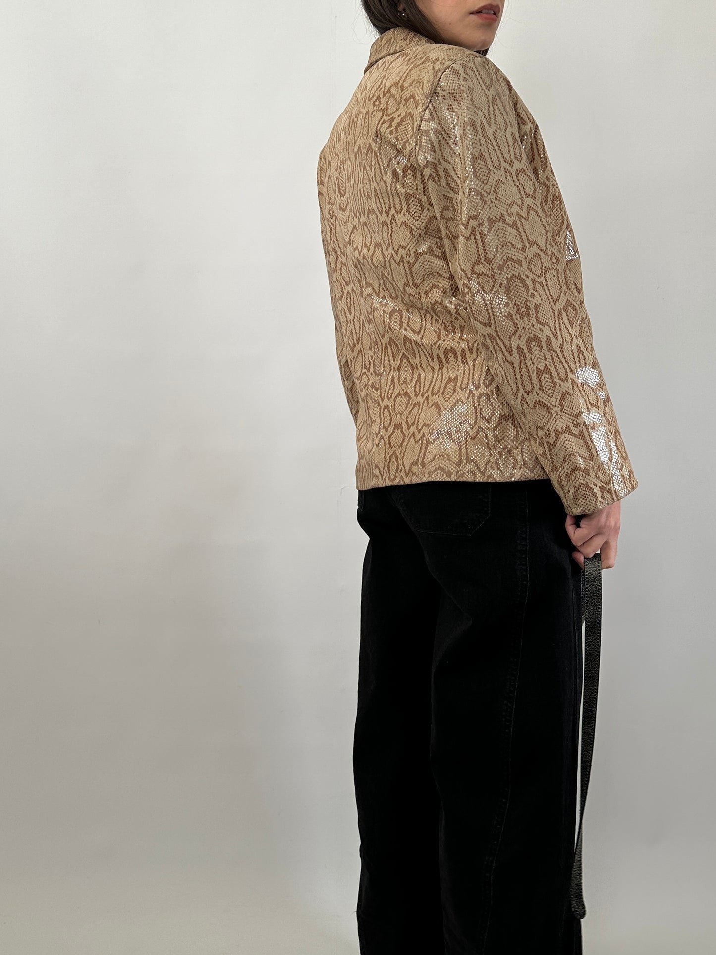 Vintage Snake Print Leather Jacket