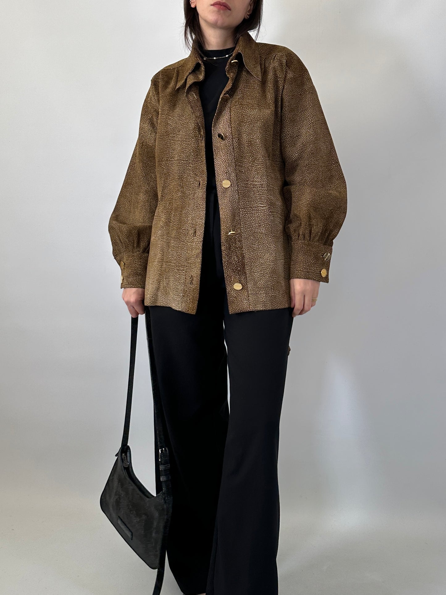 Shirt jacket in real suede