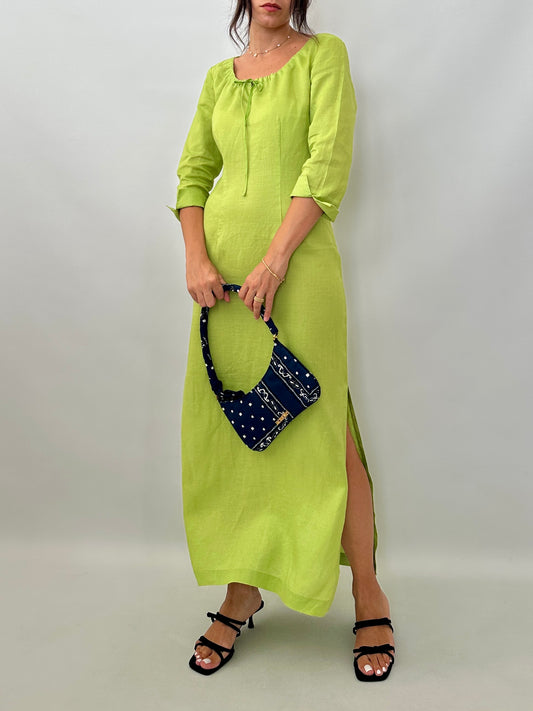 Lime green boho maxi dress