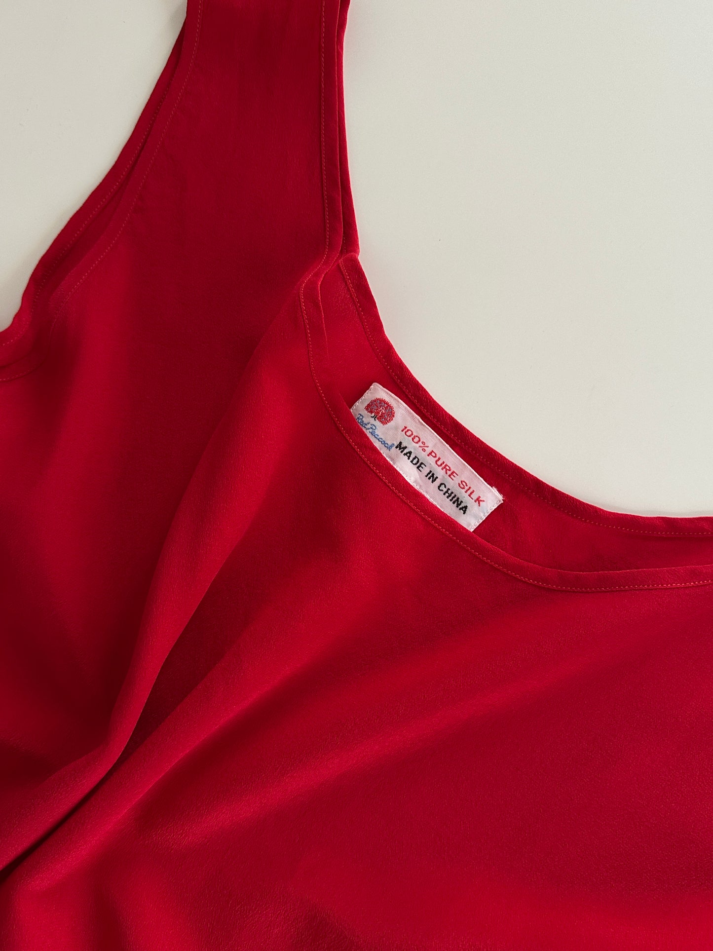 Vintage Red Silk Top