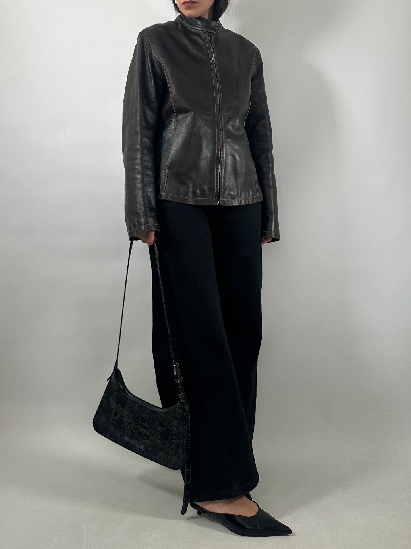 Vintage Leather Café Racer Jacket