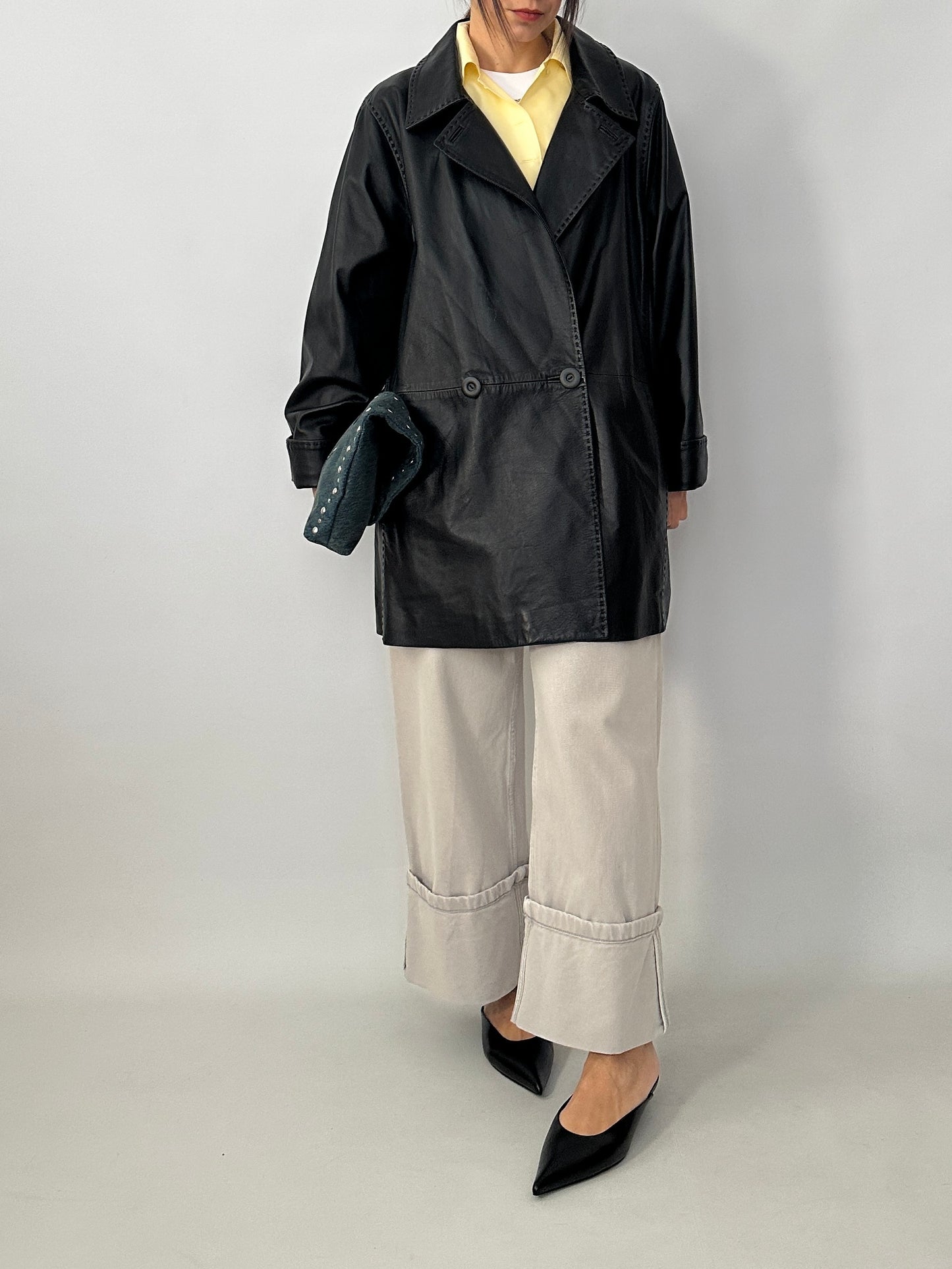 Caban in soft genuine leather