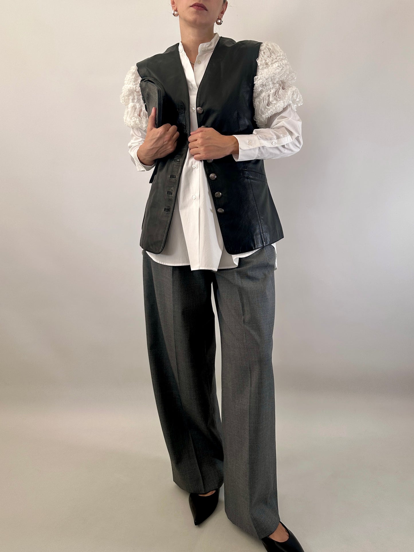 Vintage real leather waistcoat
