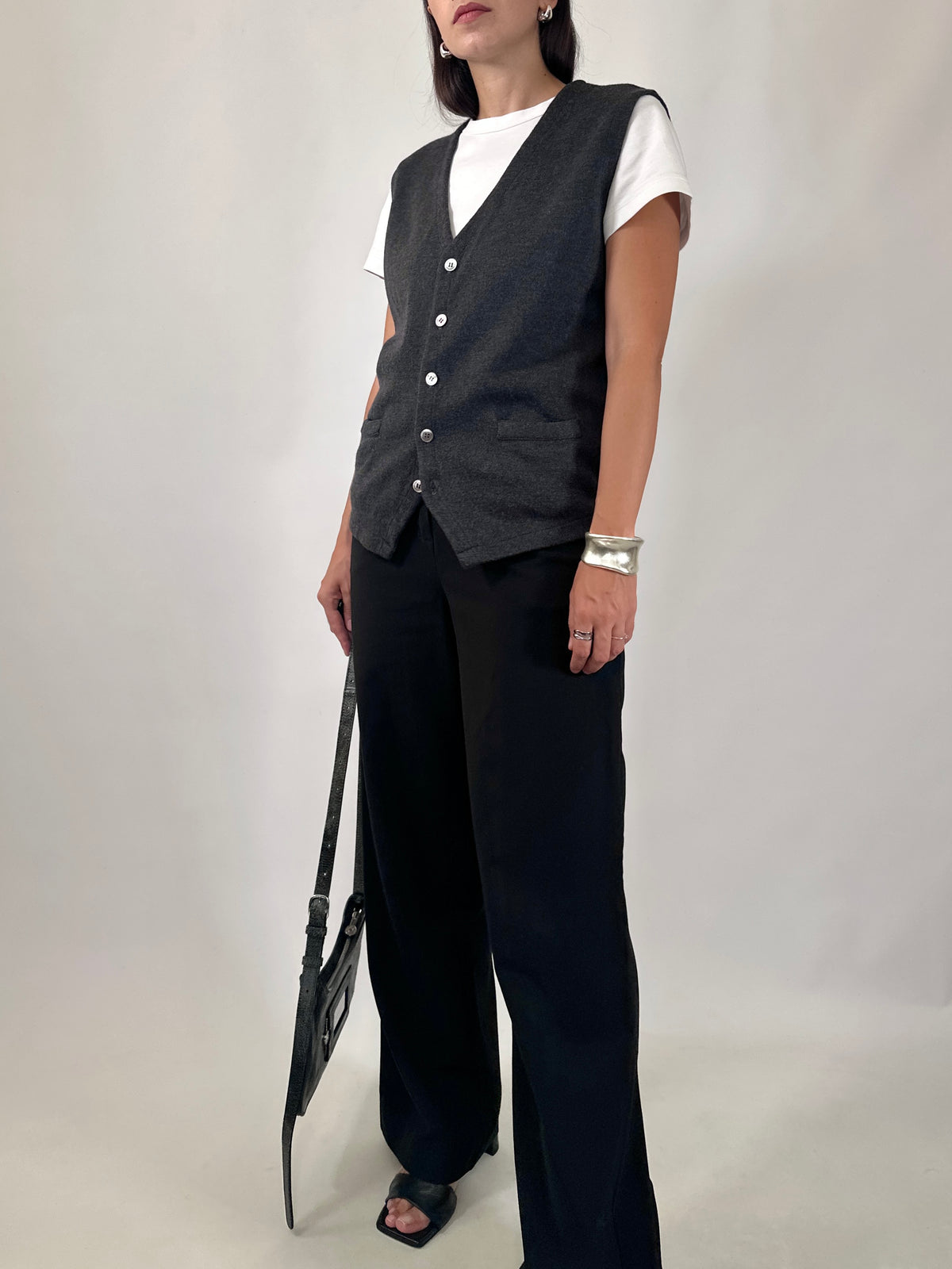 Tailored Button Front Wool Vest