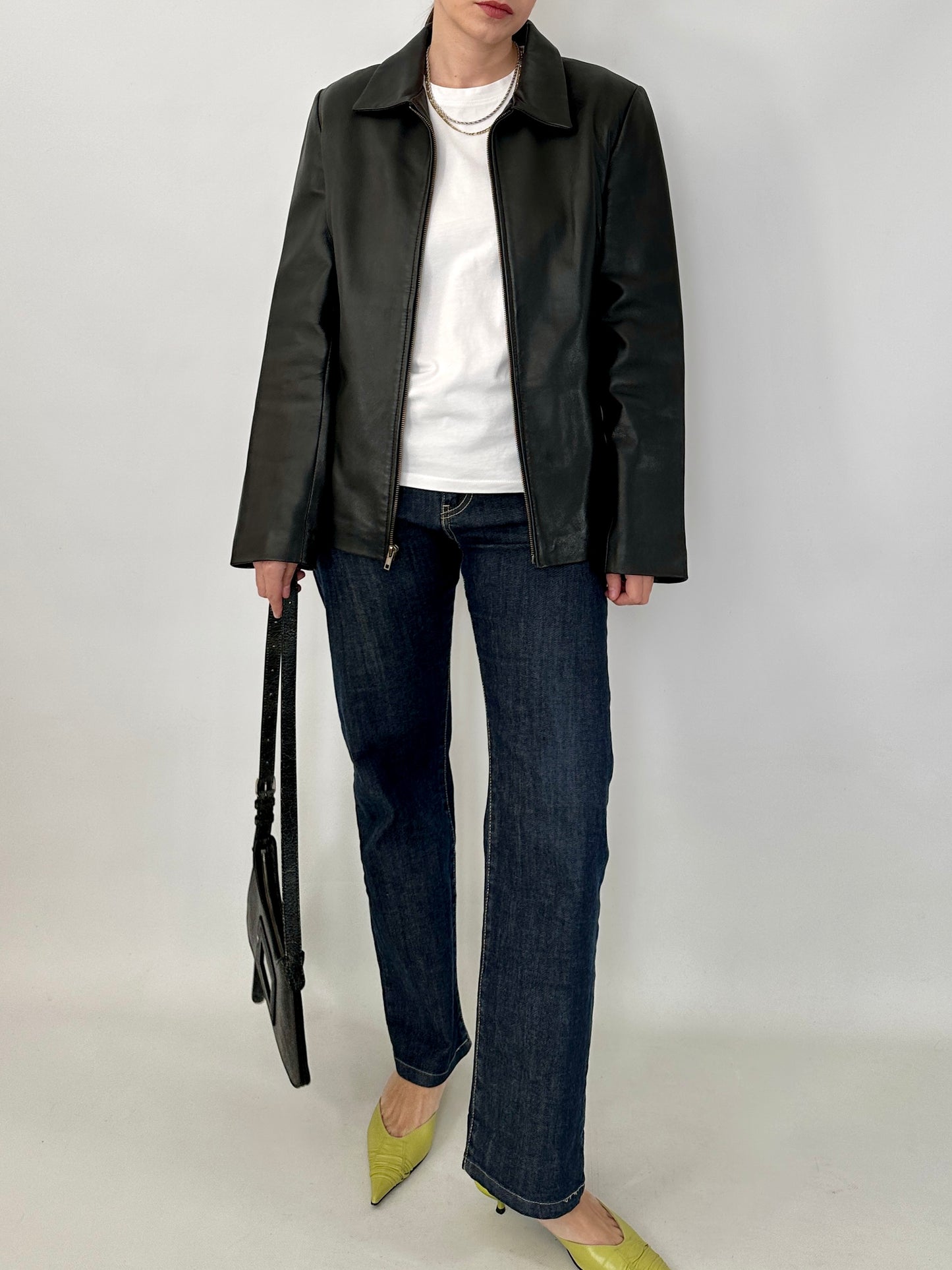 Vintage zipped leather jacket