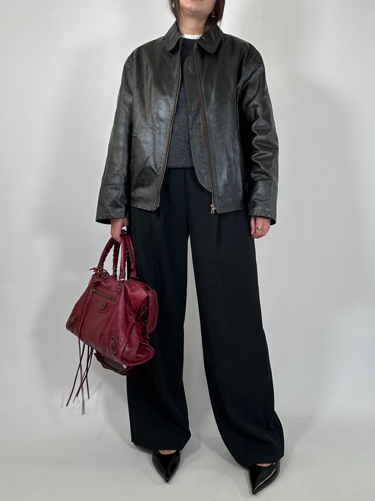 Dark Brown Patent Leather Jacket