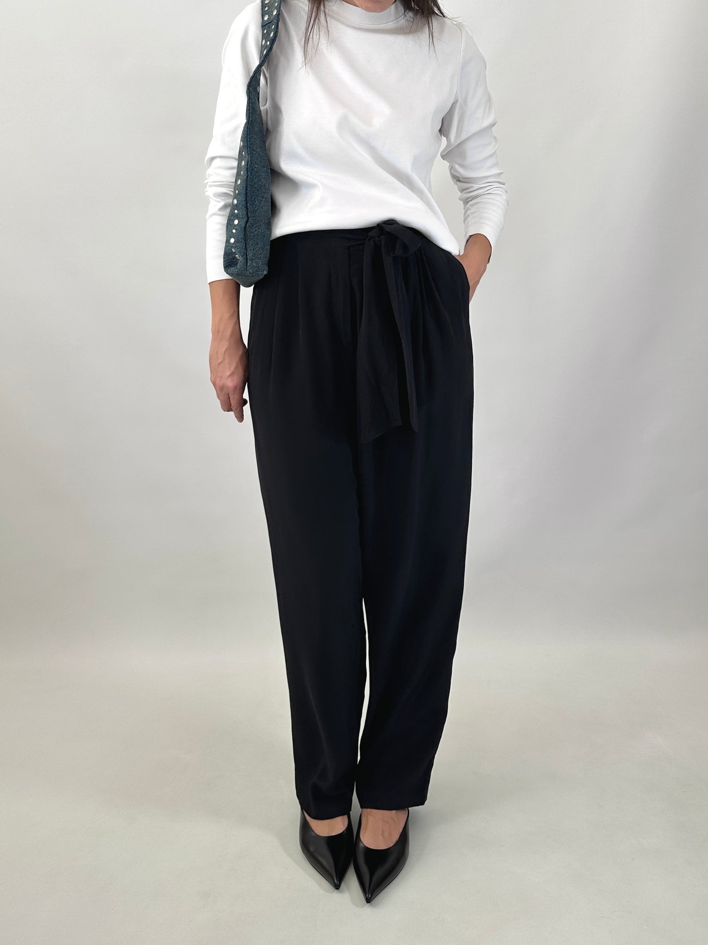 Valentino pure silk carrot fit trousers