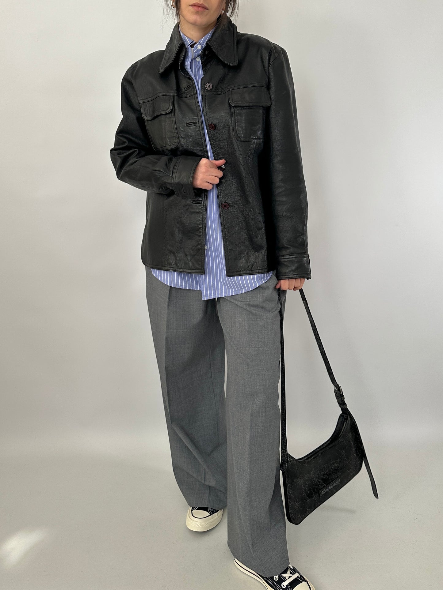 Black leather vintage overshirt