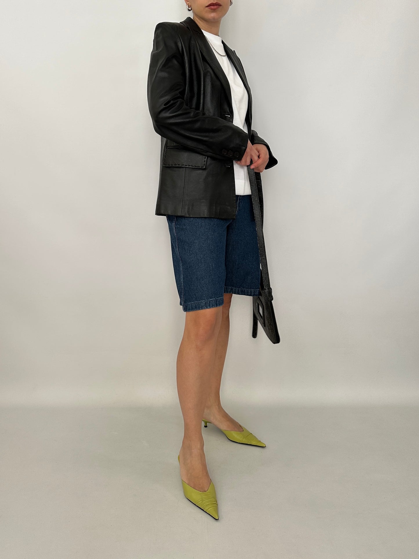 Slim fit nappa leather blazer