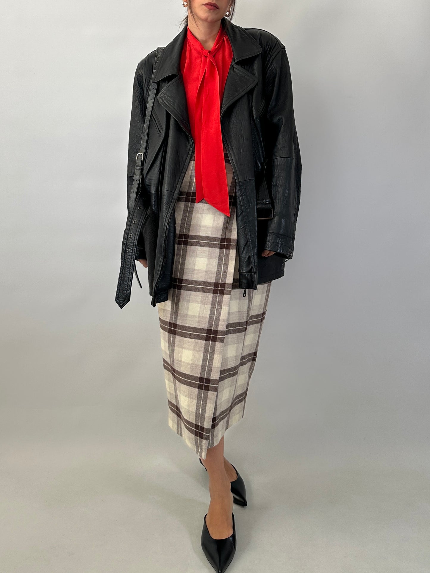 Vintage belted soft leather jacket