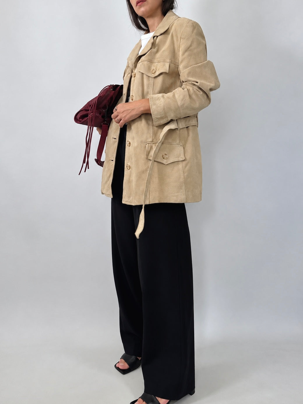 Beige Suede Safari Jacket