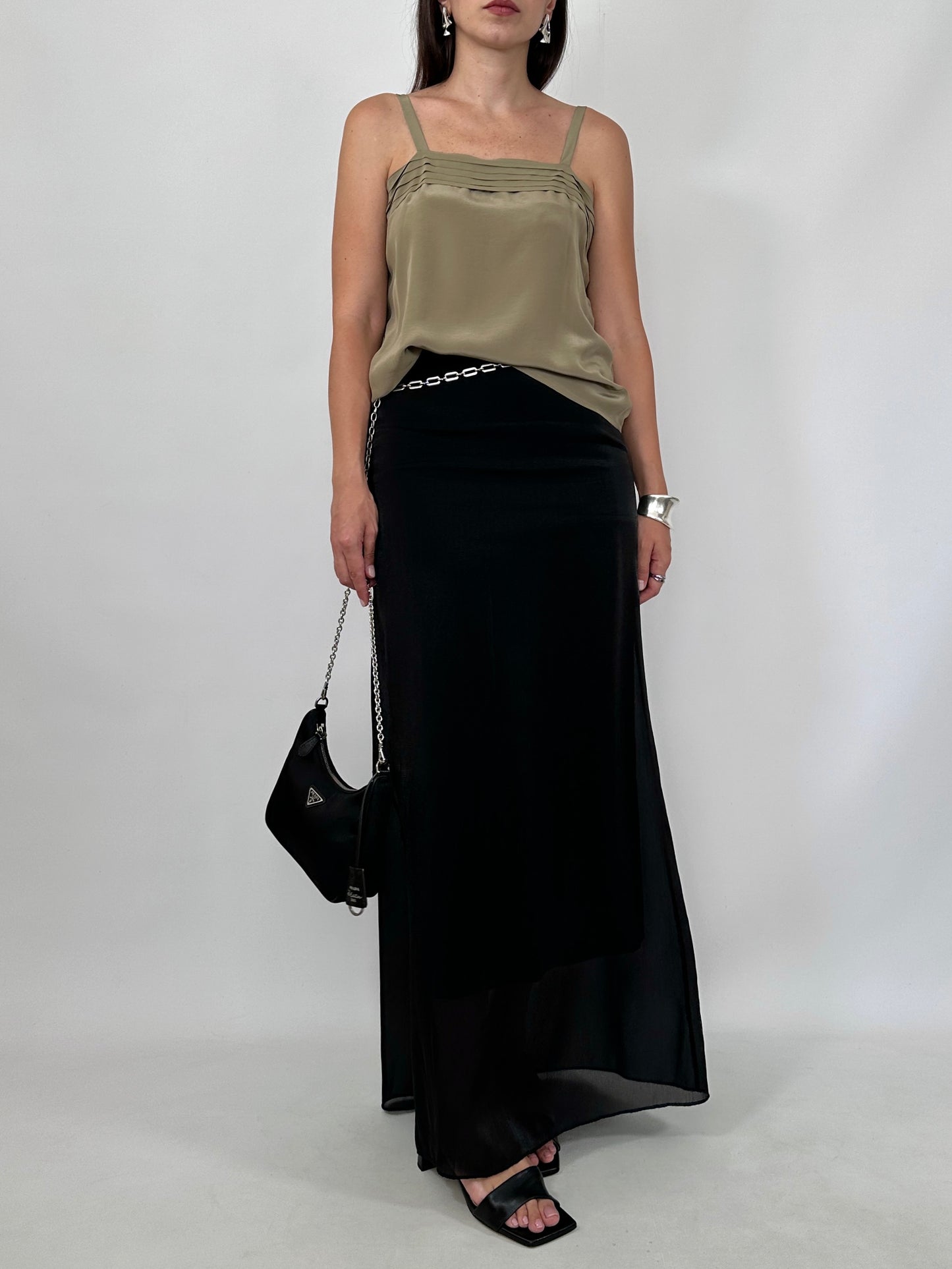 Vintage Back Button Silk Cami Top