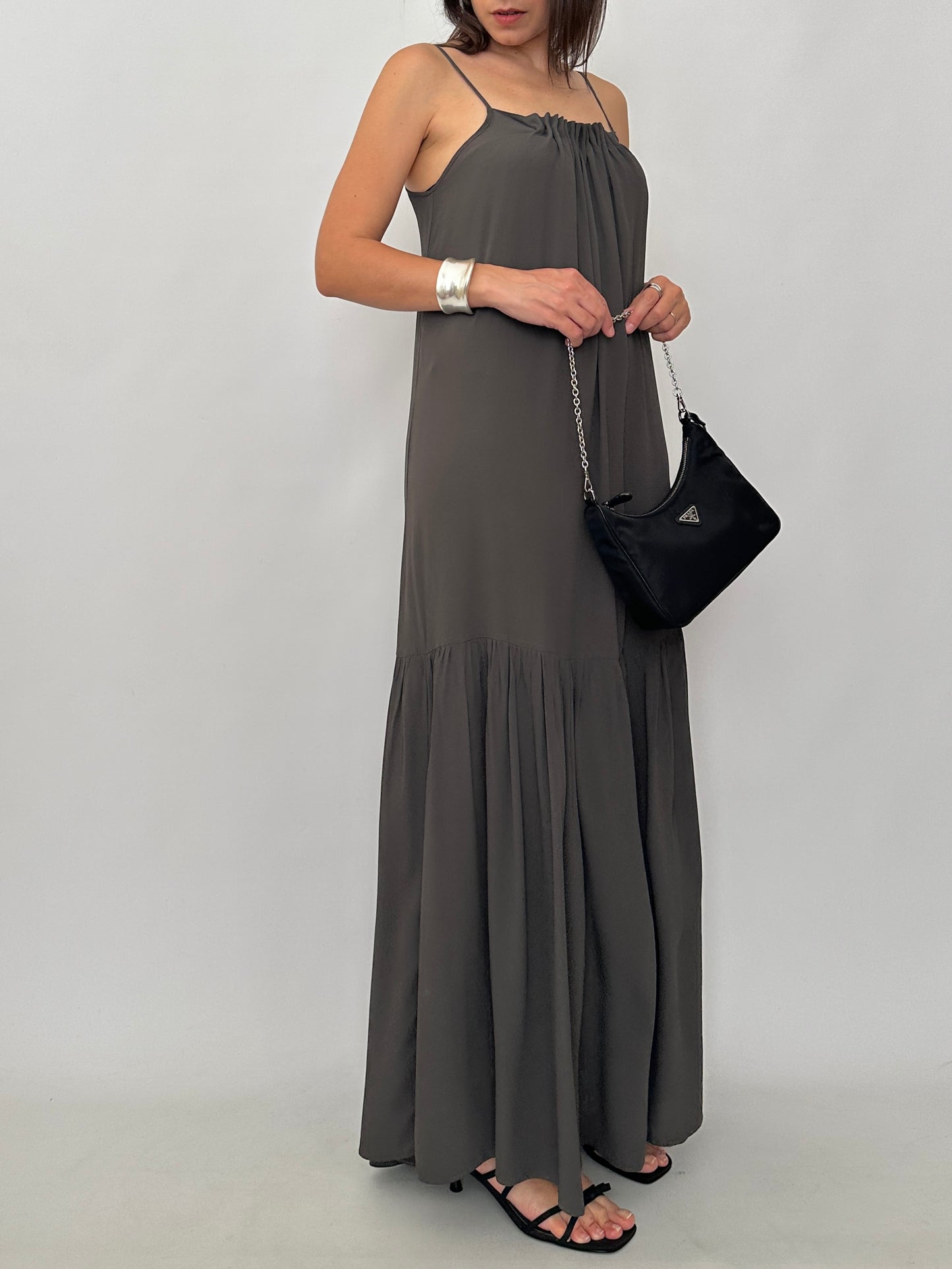 Draped Silk Blend Maxi Dress