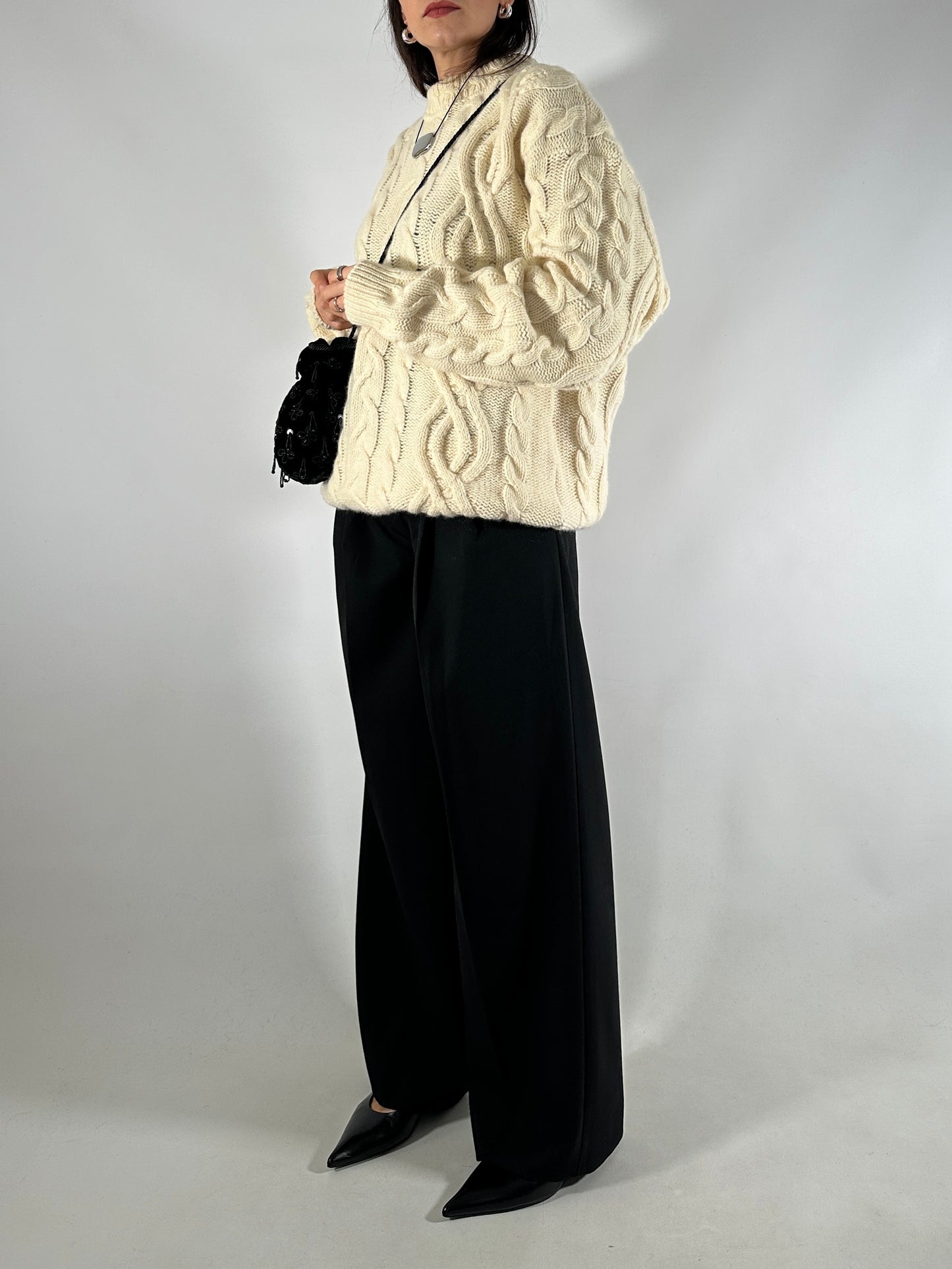 Vintage Cable Knit Wool Sweater