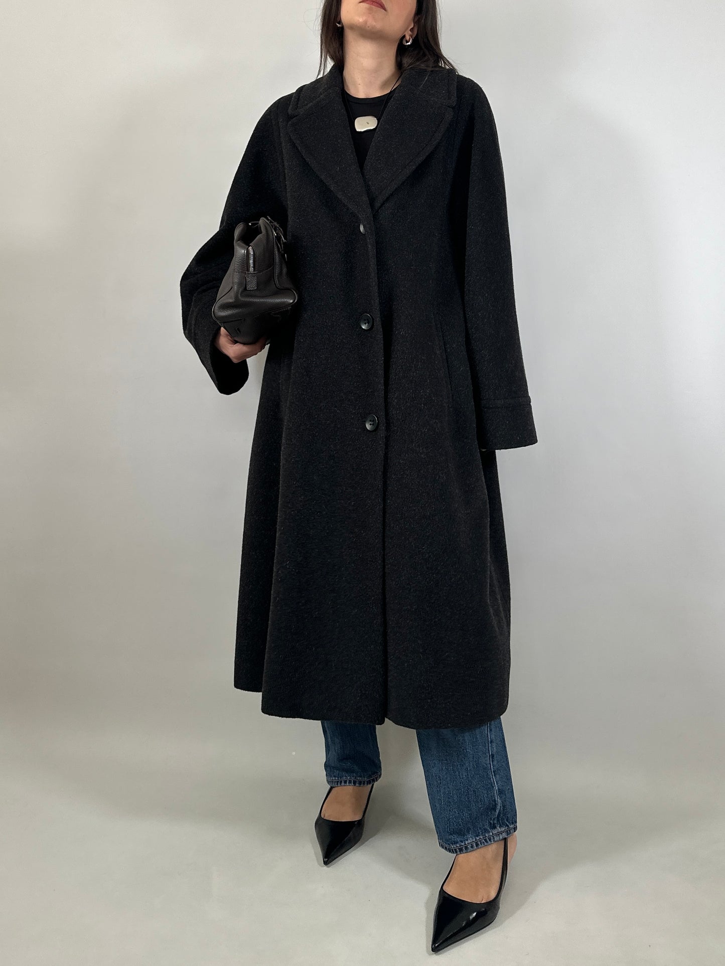 Grey Mohair Oversized Coat