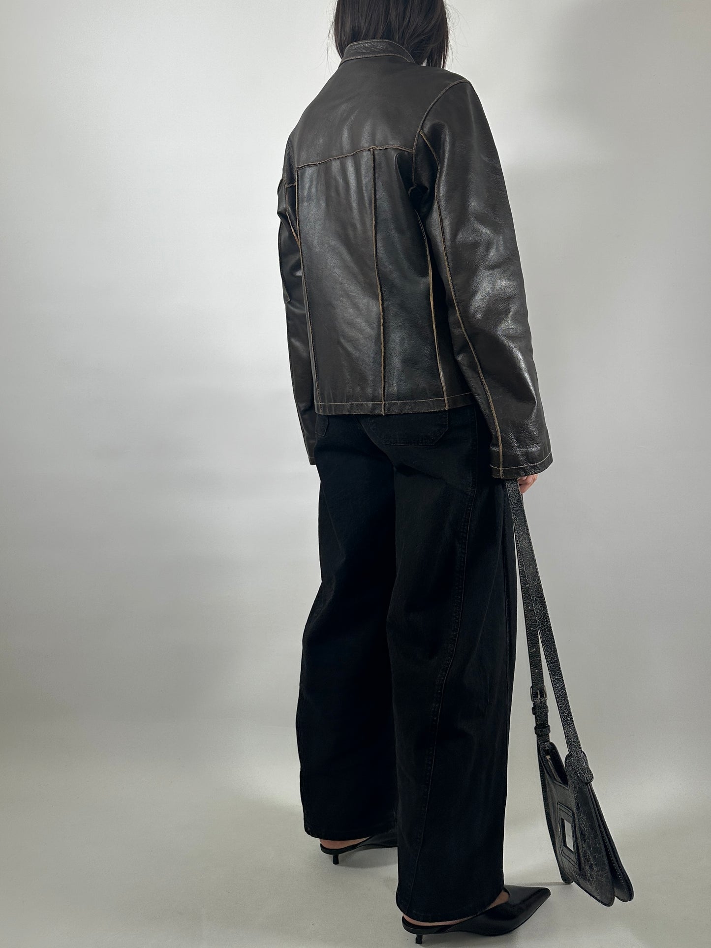 Vintage Leather Café Racer Jacket