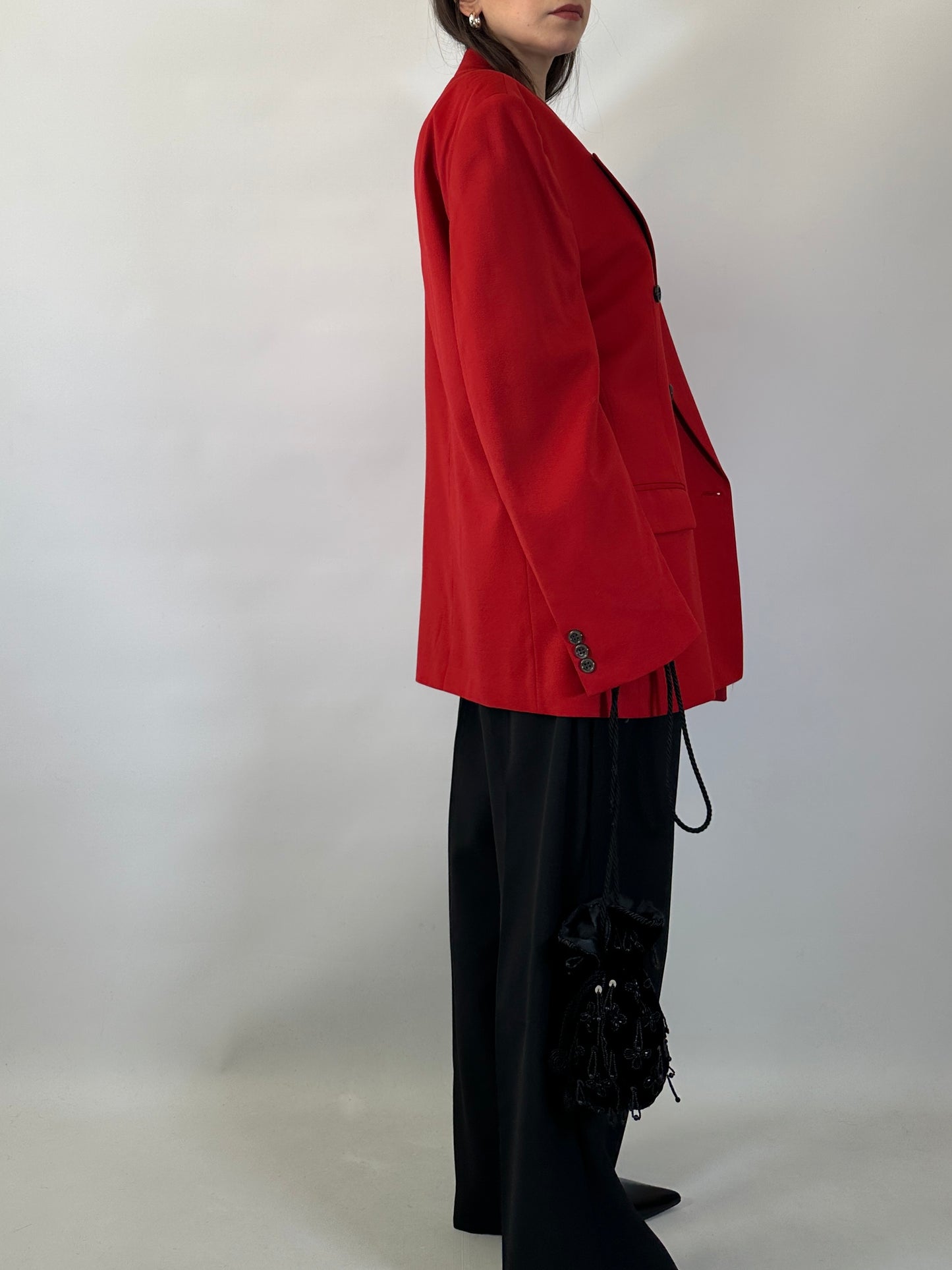 Vintage Oversize Red Wool Blazer