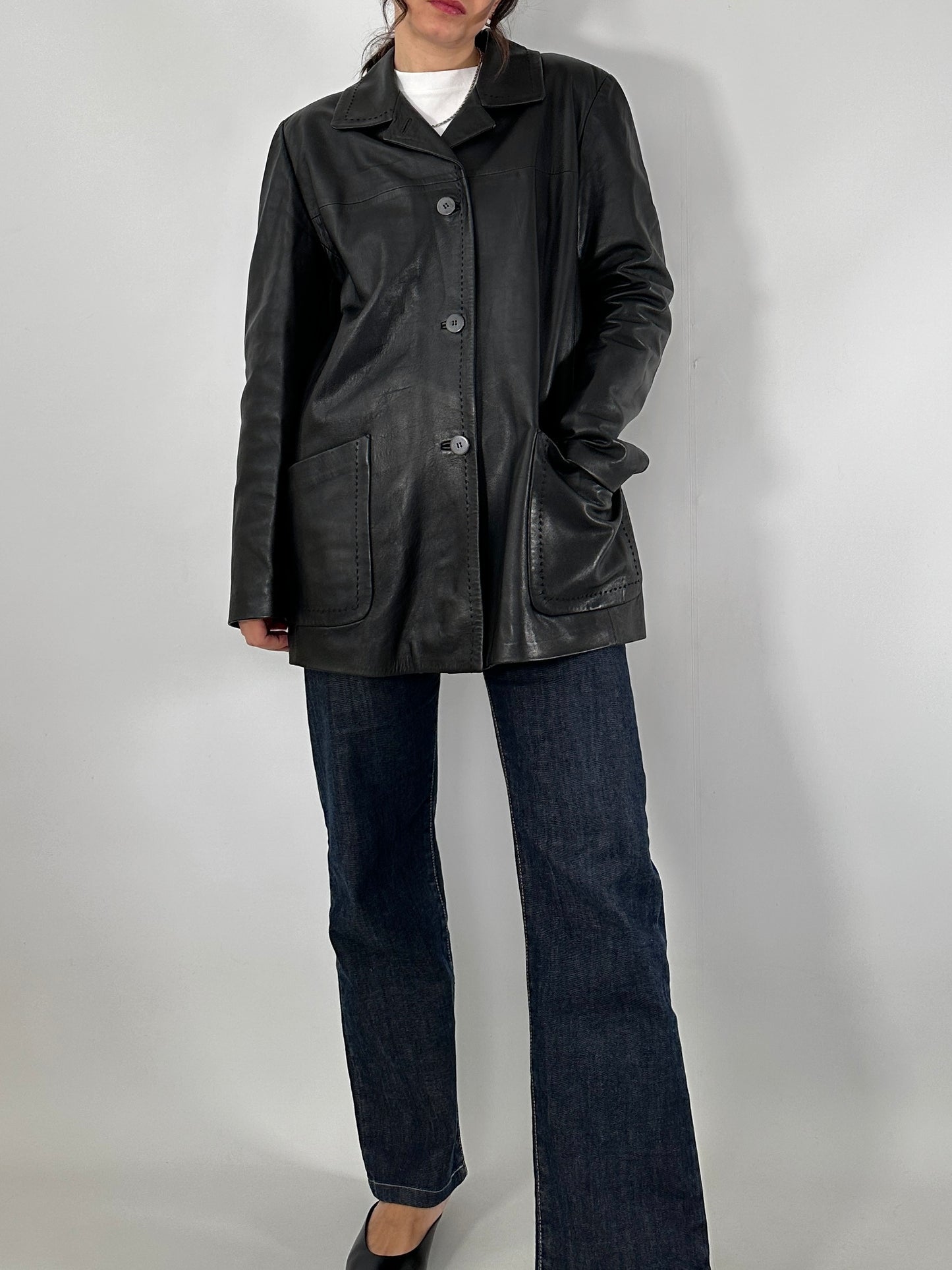 Hand-stitched soft leather jacket