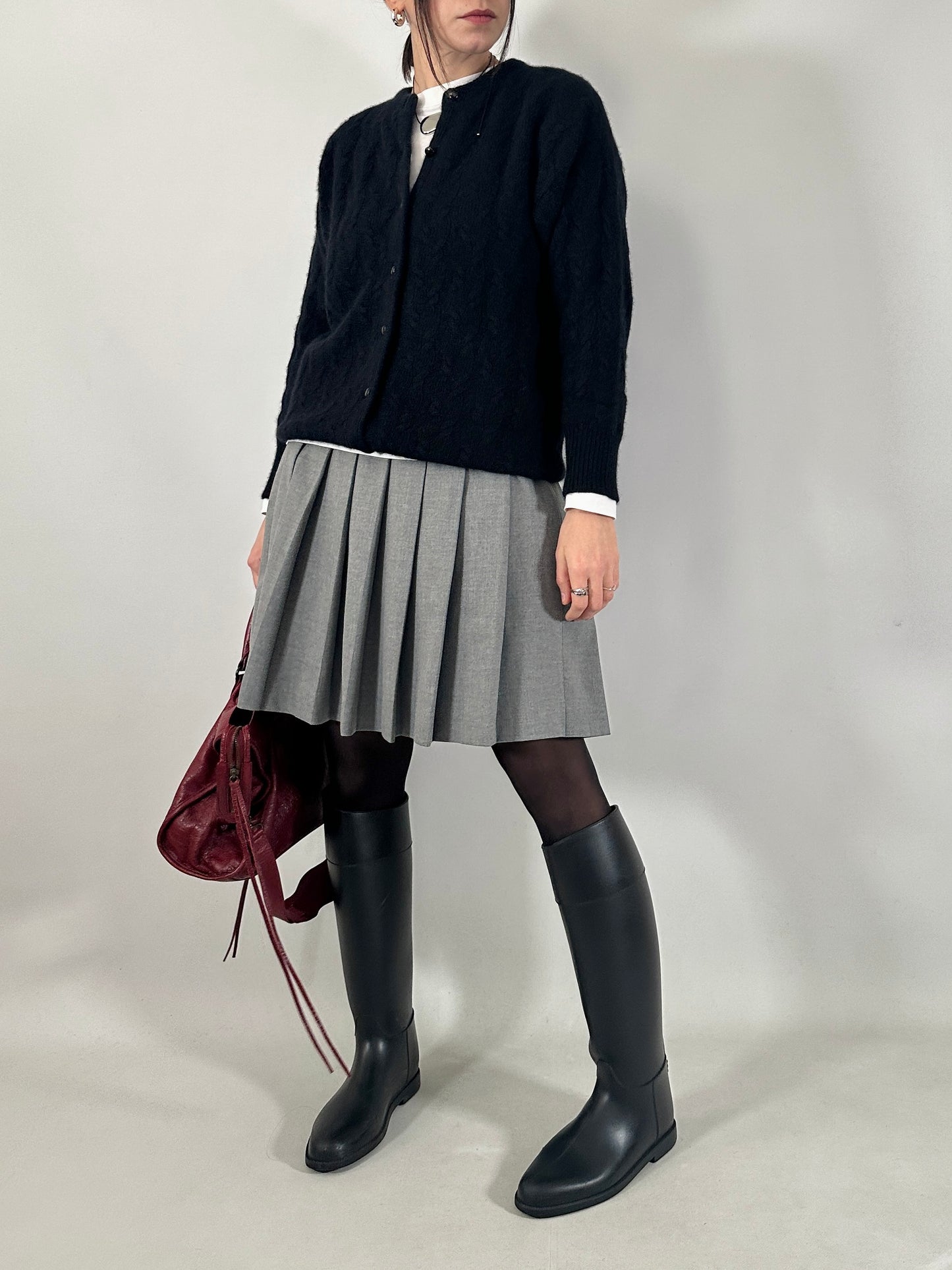 Vintage black mohair knit cardigan