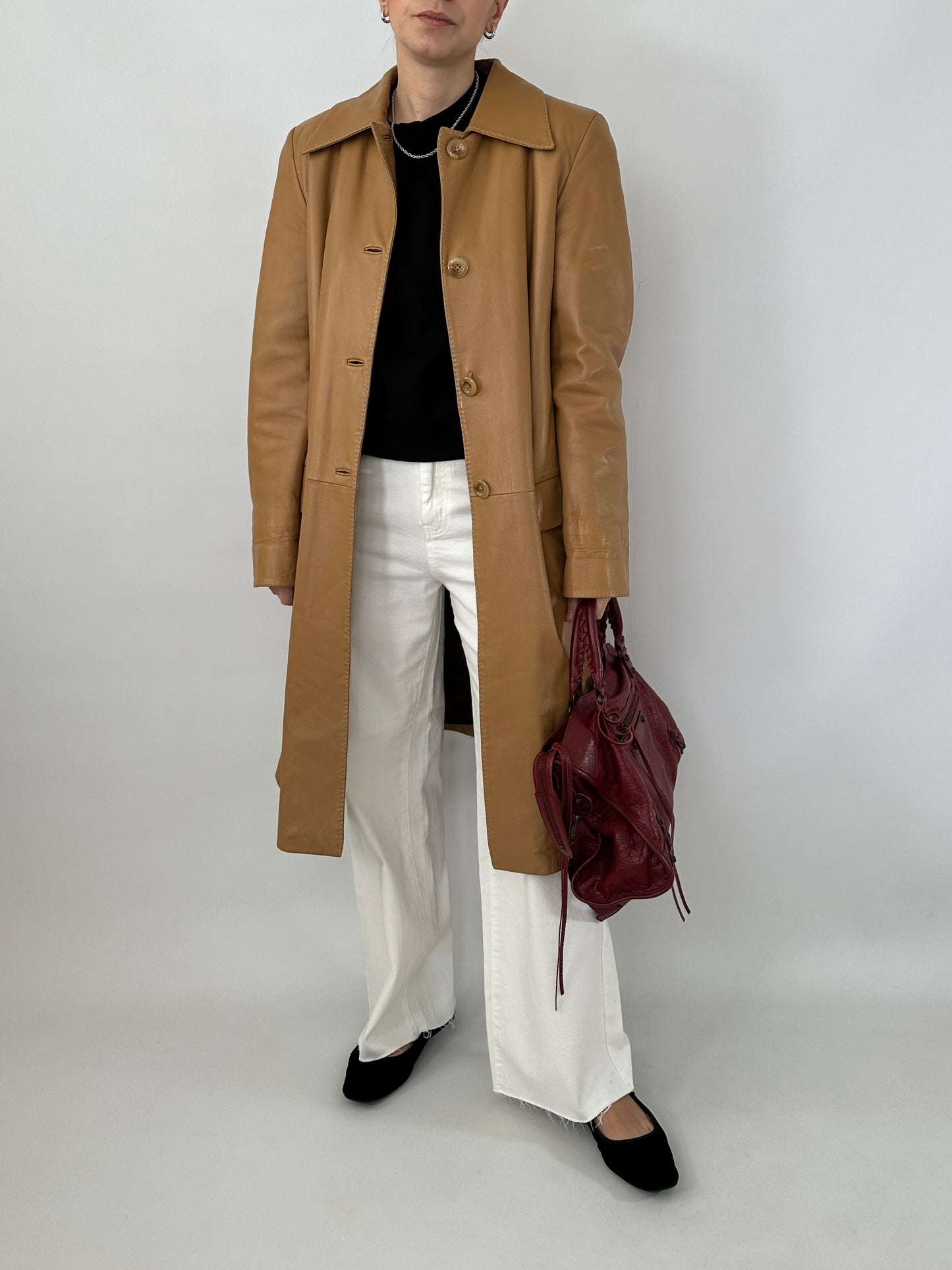 Long soft leather vintage jacket