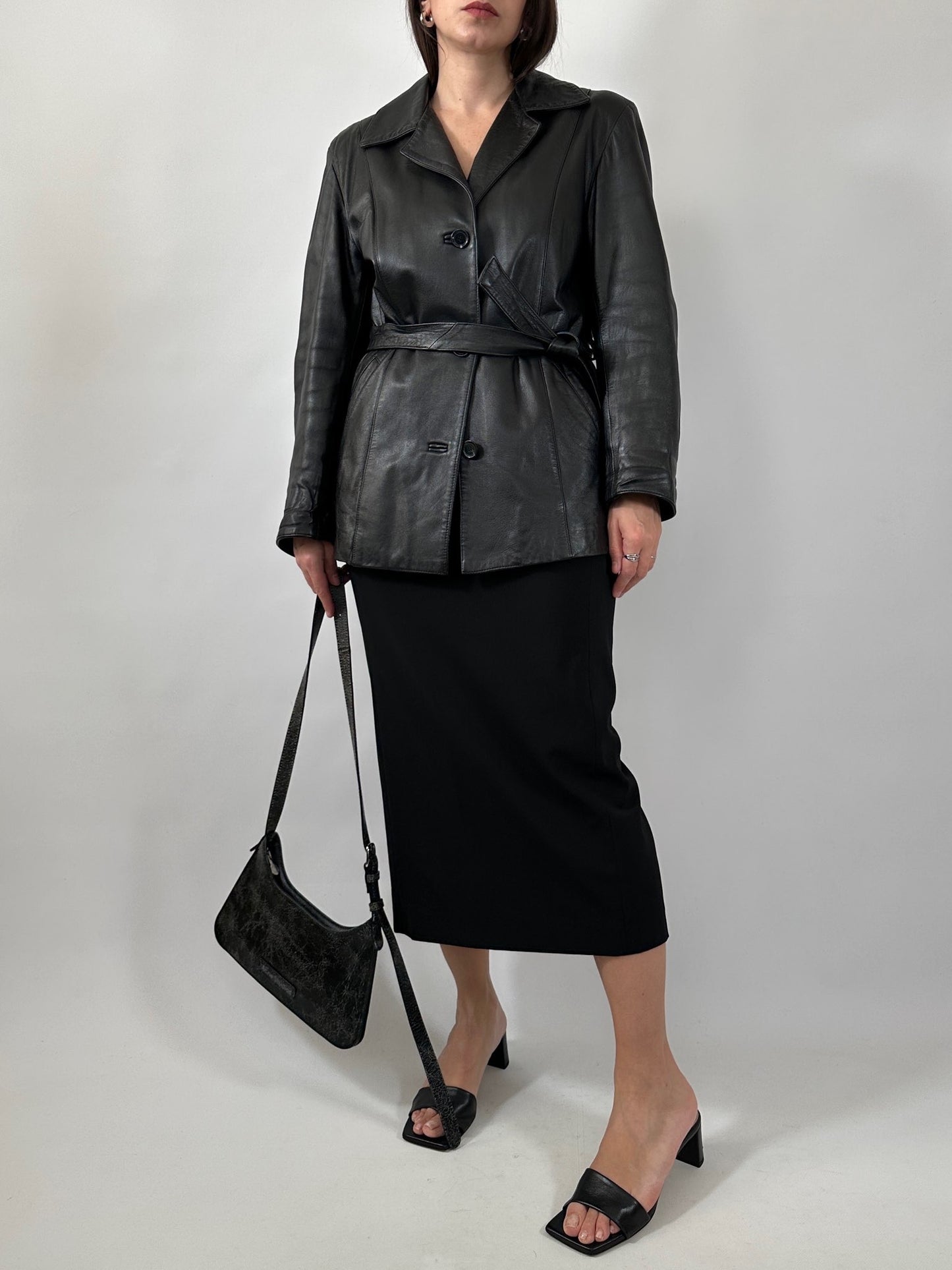 Soft Nappa Leather Belted Jacket