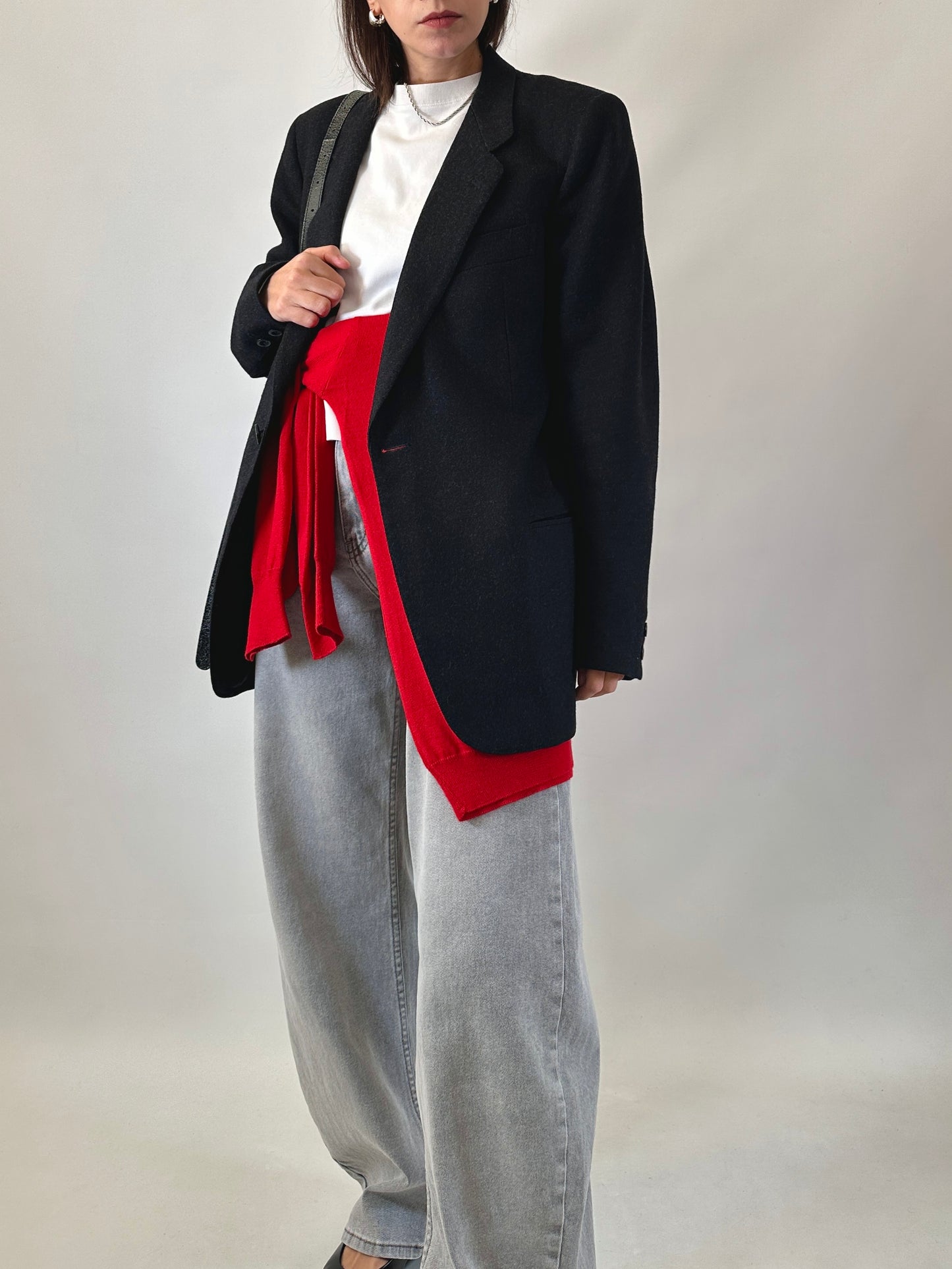 Vintage wool one-button blazer