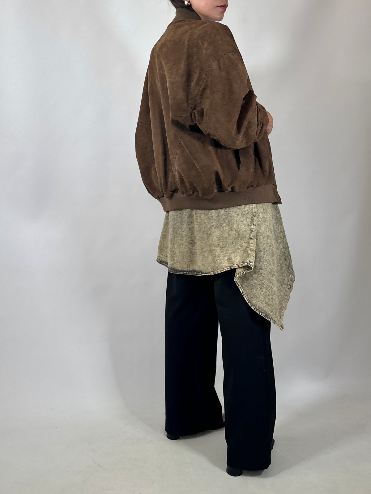 Vintage Suede Bomber Jacket