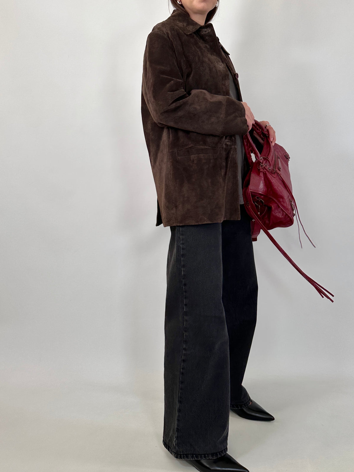 Vintage Dark Brown Suede Jacket
