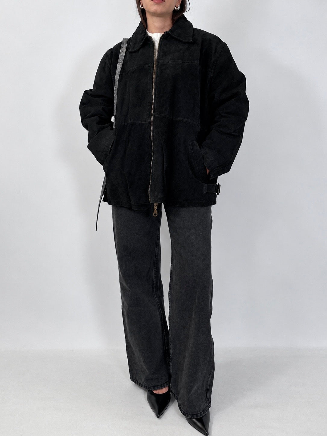 Black Suede Zip-up Jacket