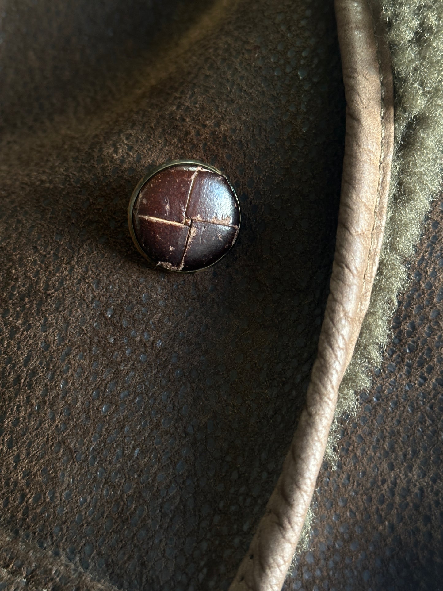 Original vintage wild shearling in brown & green