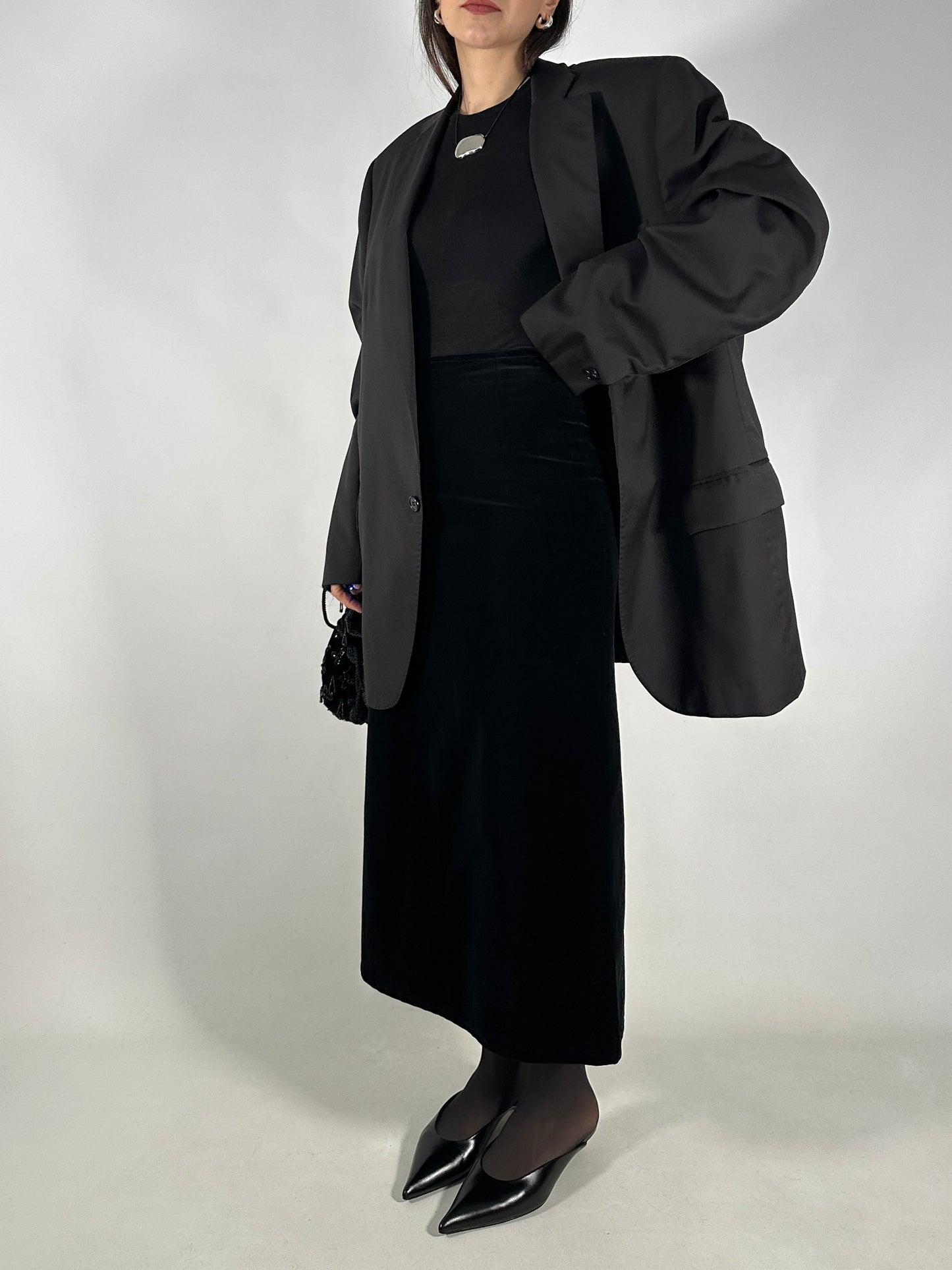 Long Velvet Skirt with Back Slit