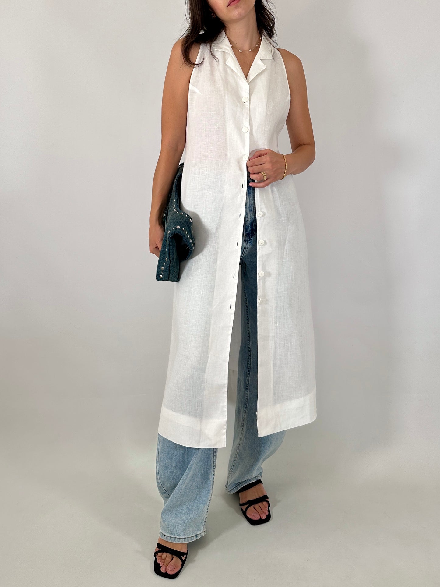 Pure linen chemisier dress