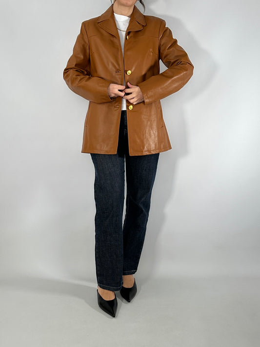 Cognac real leather jacket