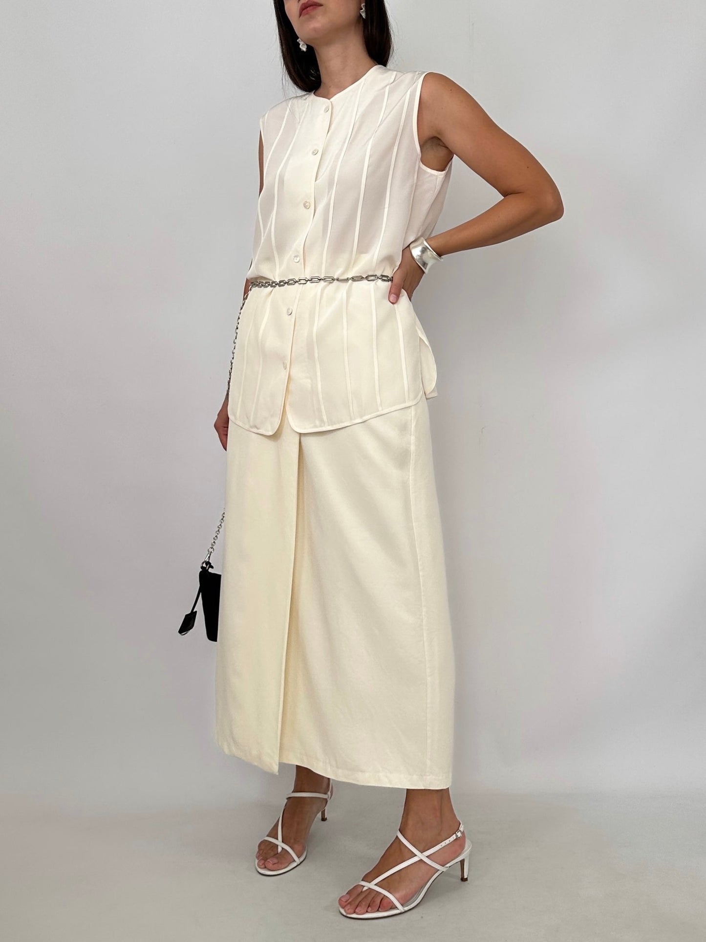 Vintage Pleated Silk Shell Top