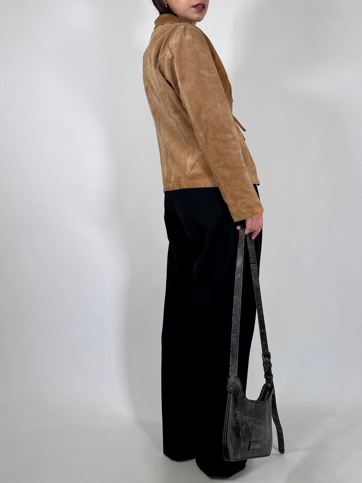 Tan Suede Tie-Front Blazer