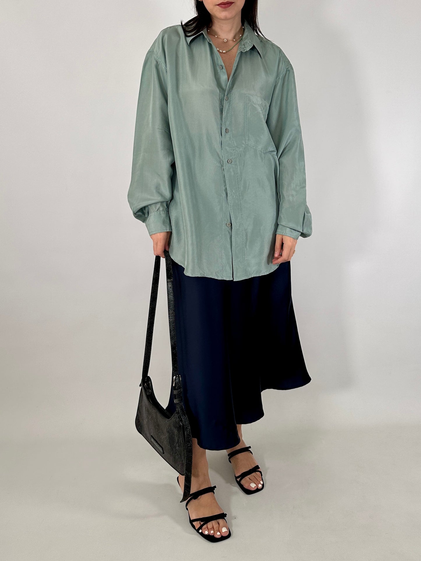 Pure silk aquamarine shirt