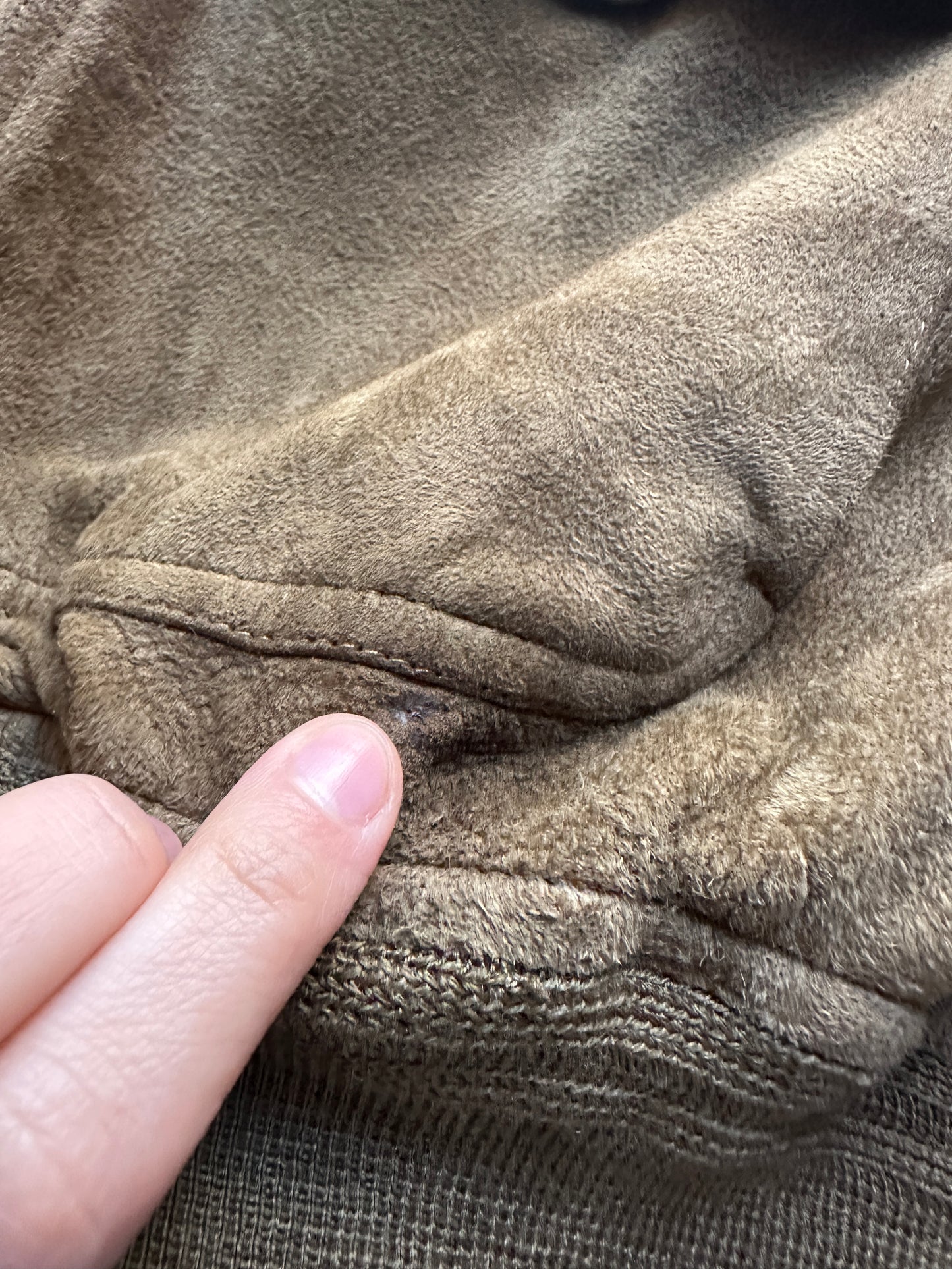 Real suede khaki bomber