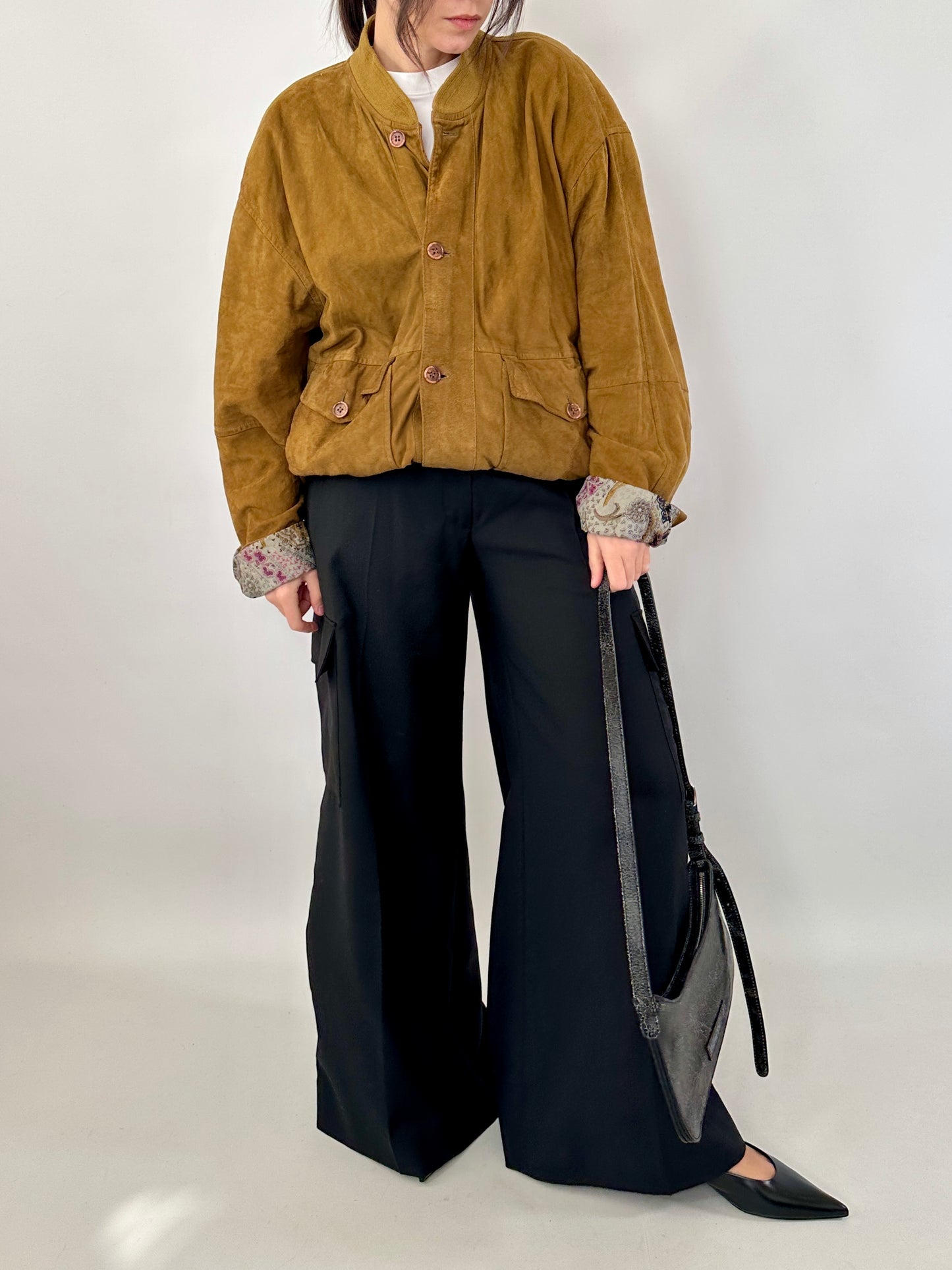 Vintage bomber in real suede